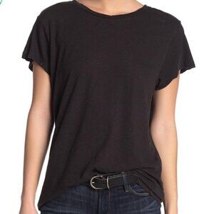Joe's Jeans Rebel Black Distressed T-Shirt Top XS NWT Linen Cotton